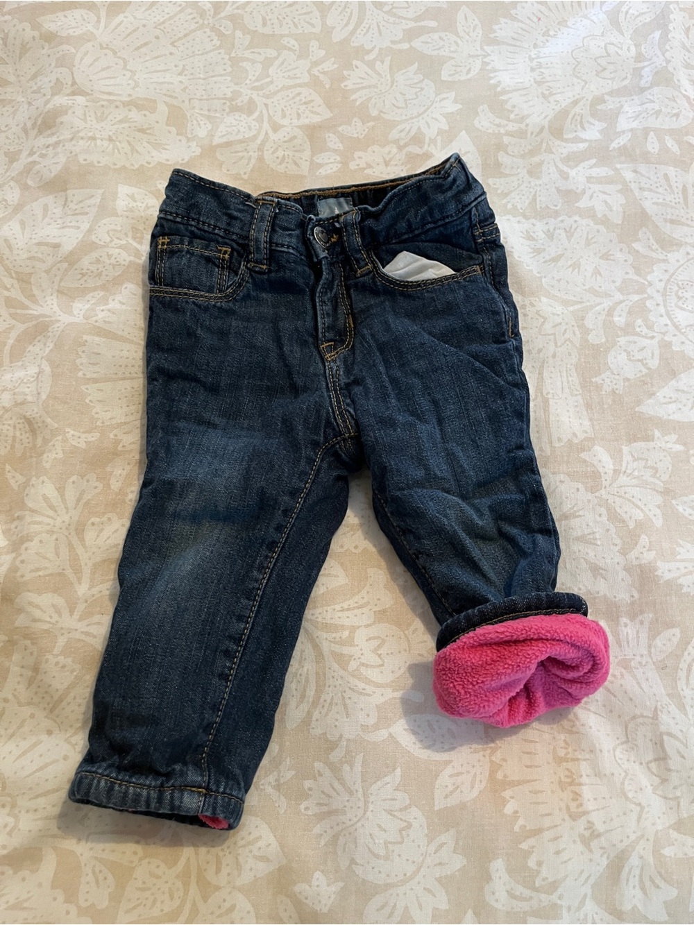 GAP Dark Blue Denim Jeans with Pink Fleece Lining